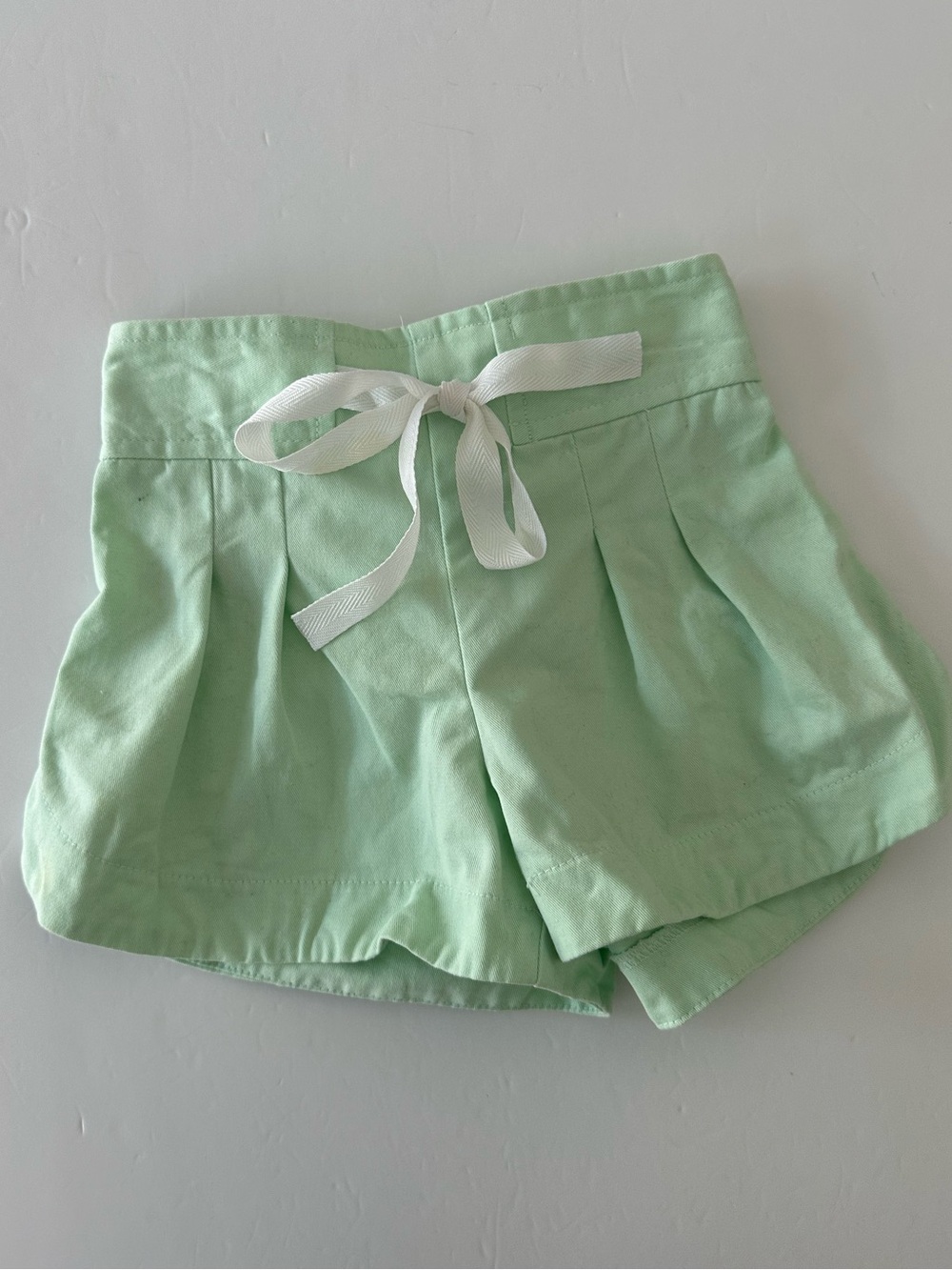 Bella Bliss Girls' Mint Green Summer Shorts Size 4/5T With White Tie Waist